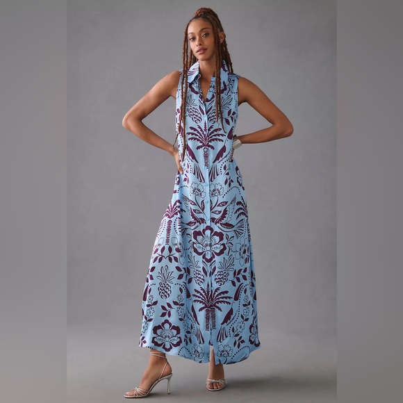 Anthropologie Corey Lynn Calter Sleeveless Shirt Dress Size Large - Picture 2 of 14